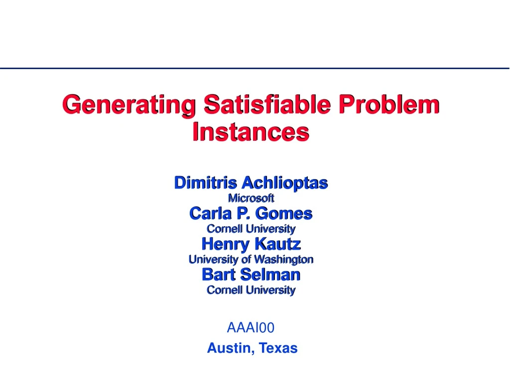 generating satisfiable problem instances dimitris