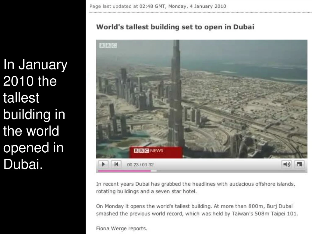 in january 2010 the tallest building in the world