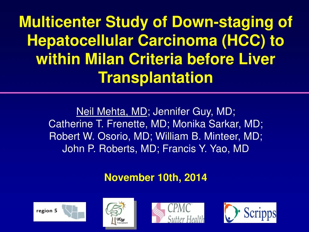 multicenter study of down staging