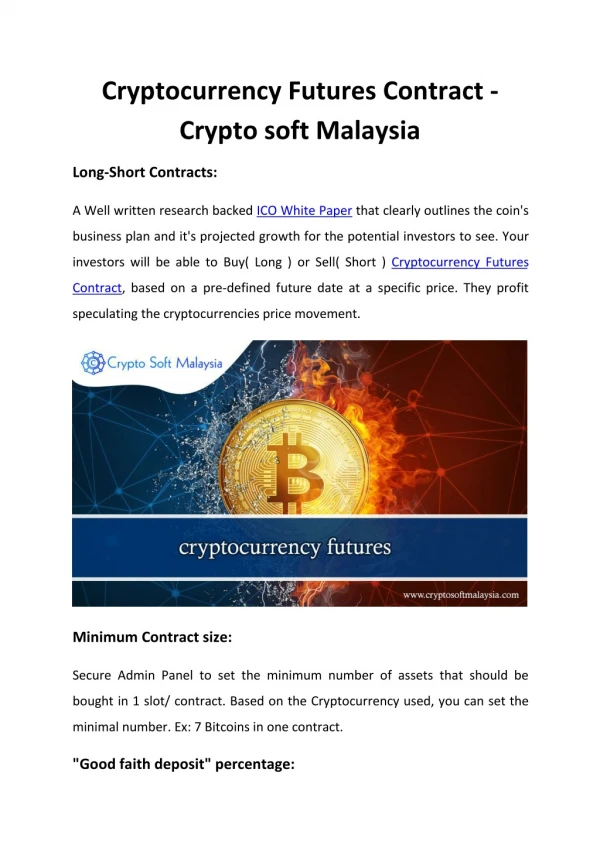 Cryptocurrency Futures Contract - Crypto soft Malaysia