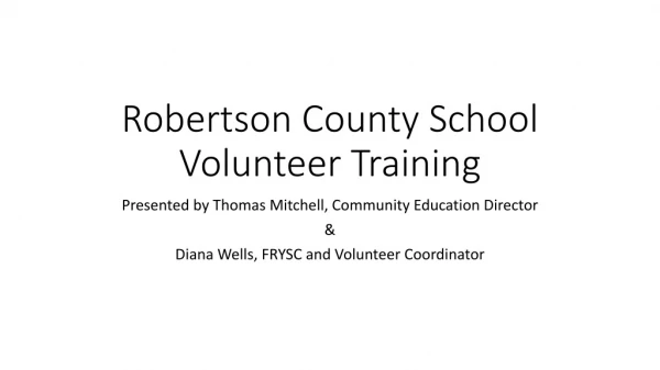 Robertson County School Volunteer Training