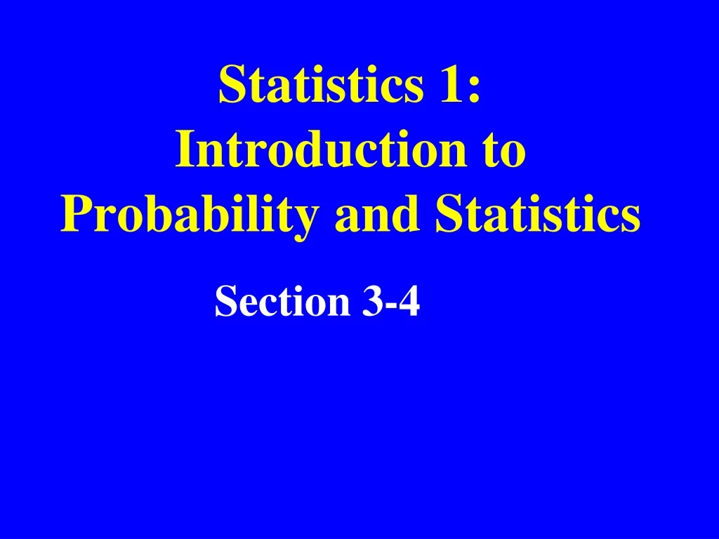 statistics 1 introduction to probability and statistics