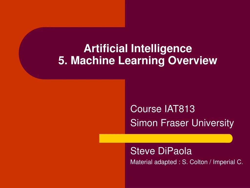 artificial intelligence 5 machine learning overview