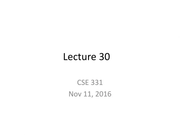 Lecture 30