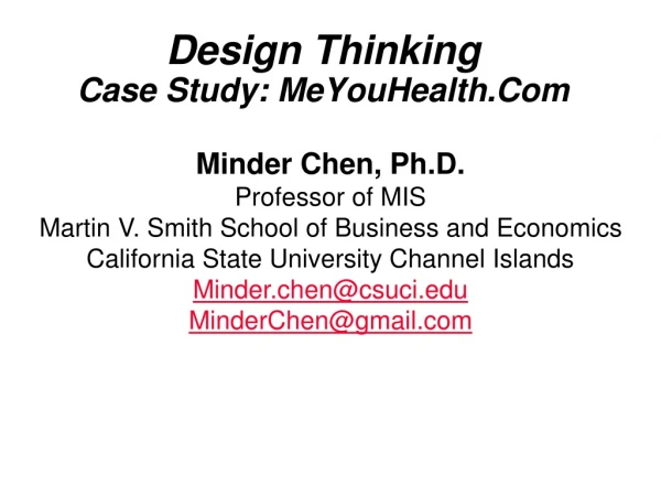 Design Thinking  Case Study: MeYouHealth.Com