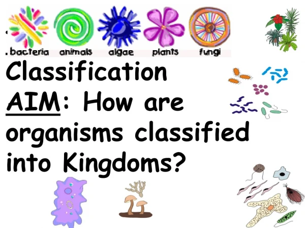 TOPIC : Classification AIM : How are organisms classified into Kingdoms?