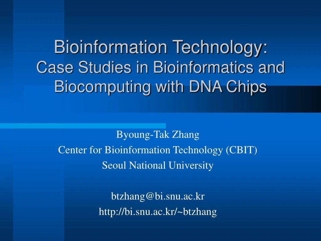 bioinformation technology case studies in bioinformatics and biocomputing with dna chips