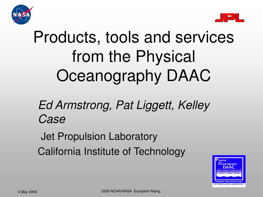 products tools and services from the physical oceanography daac