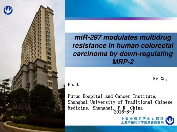 miR-297 modulates multidrug resistance in human colorectal carcinoma by down-regulating MRP-2