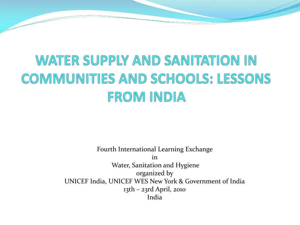 water supply and sanitation in communities and schools lessons from india