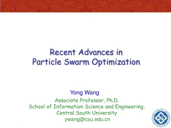 Recent Advances in  Particle Swarm Optimization