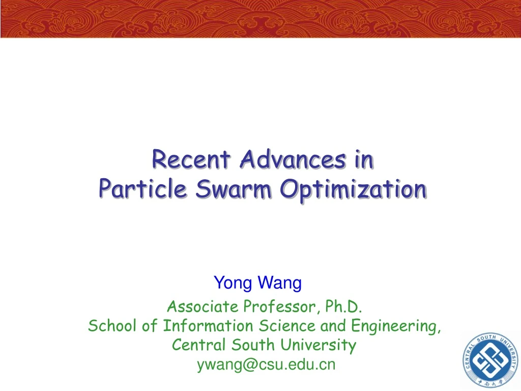 recent advances in particle swarm optimization