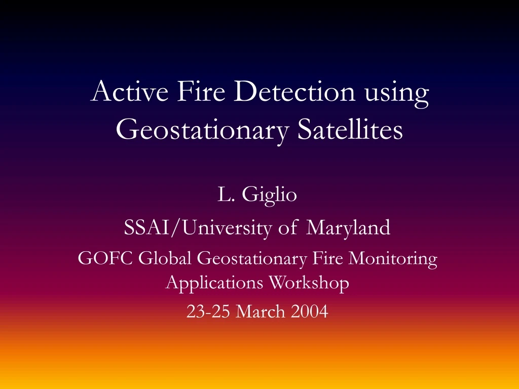 active fire detection using geostationary satellites