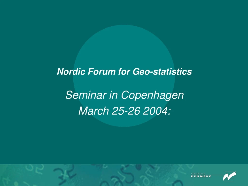 nordic forum for geo statistics