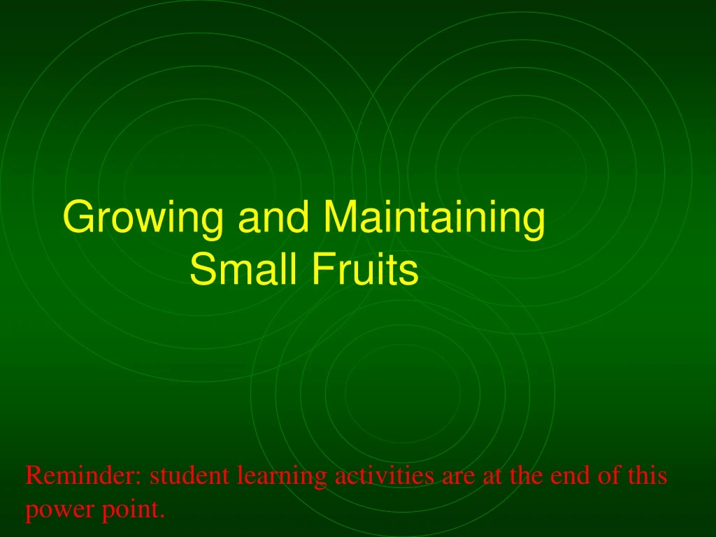growing and maintaining small fruits