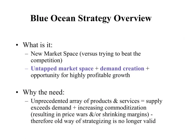 Blue Ocean Strategy Overview