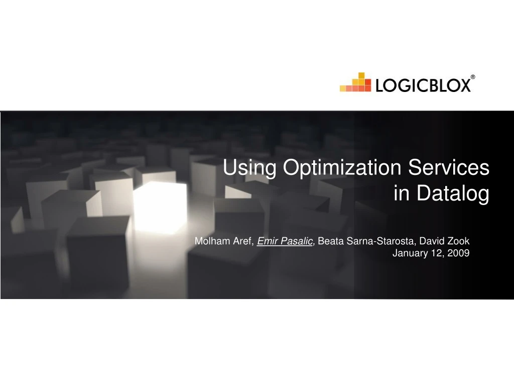 using optimization services in datalog