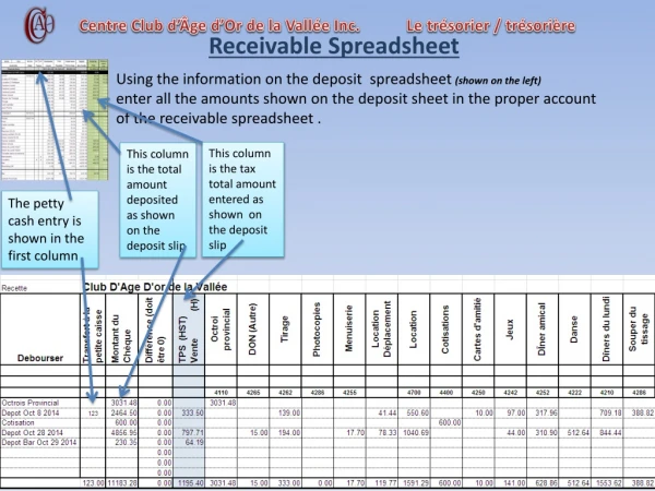 Receivable Spreadsheet