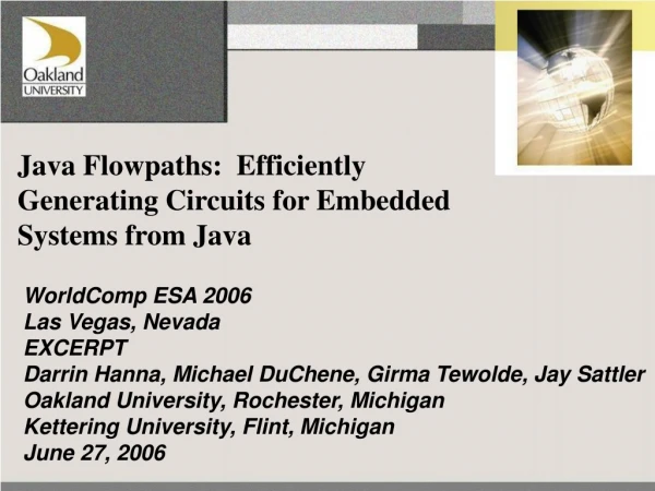Java Flowpaths:  Efficiently Generating Circuits for Embedded Systems from Java