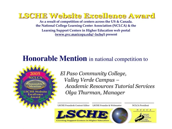 Honorable Mention in national competition to