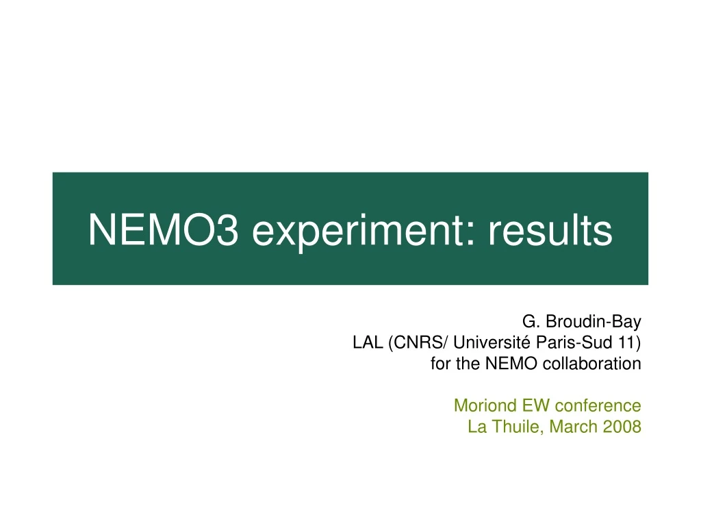 nemo3 experiment results