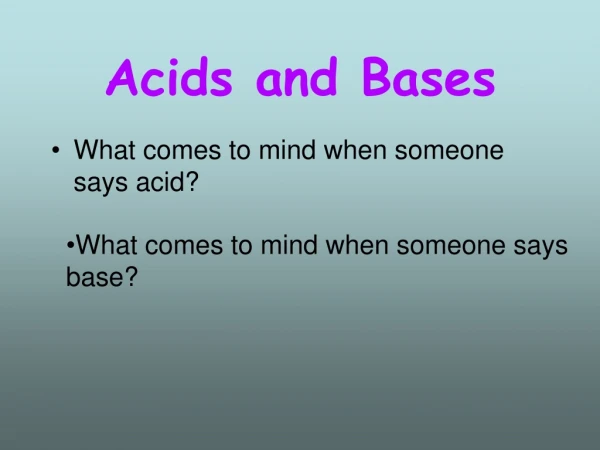 Acids and Bases