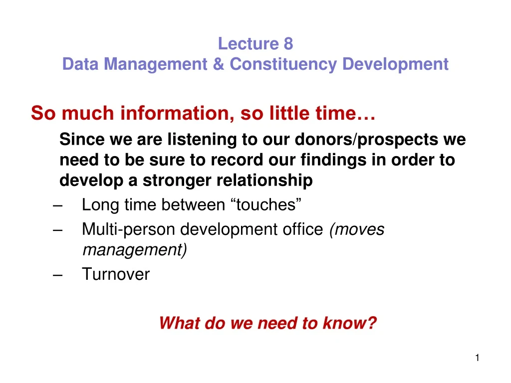 lecture 8 data management constituency development