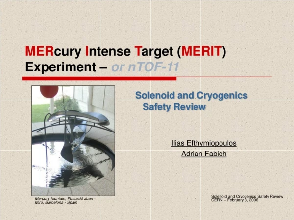 MER cury  I ntense  T arget ( MERIT ) Experiment –  or nTOF-11