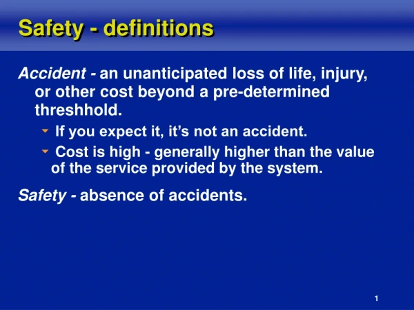 Safety - definitions