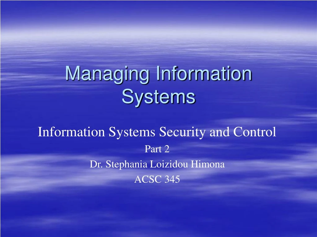 managing information systems