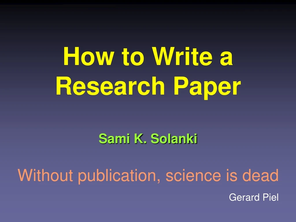 how to write a research paper