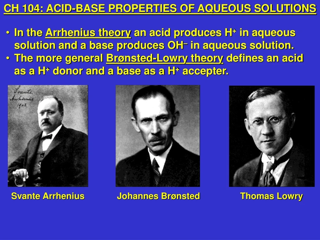 ch 104 acid base properties of aqueous solutions