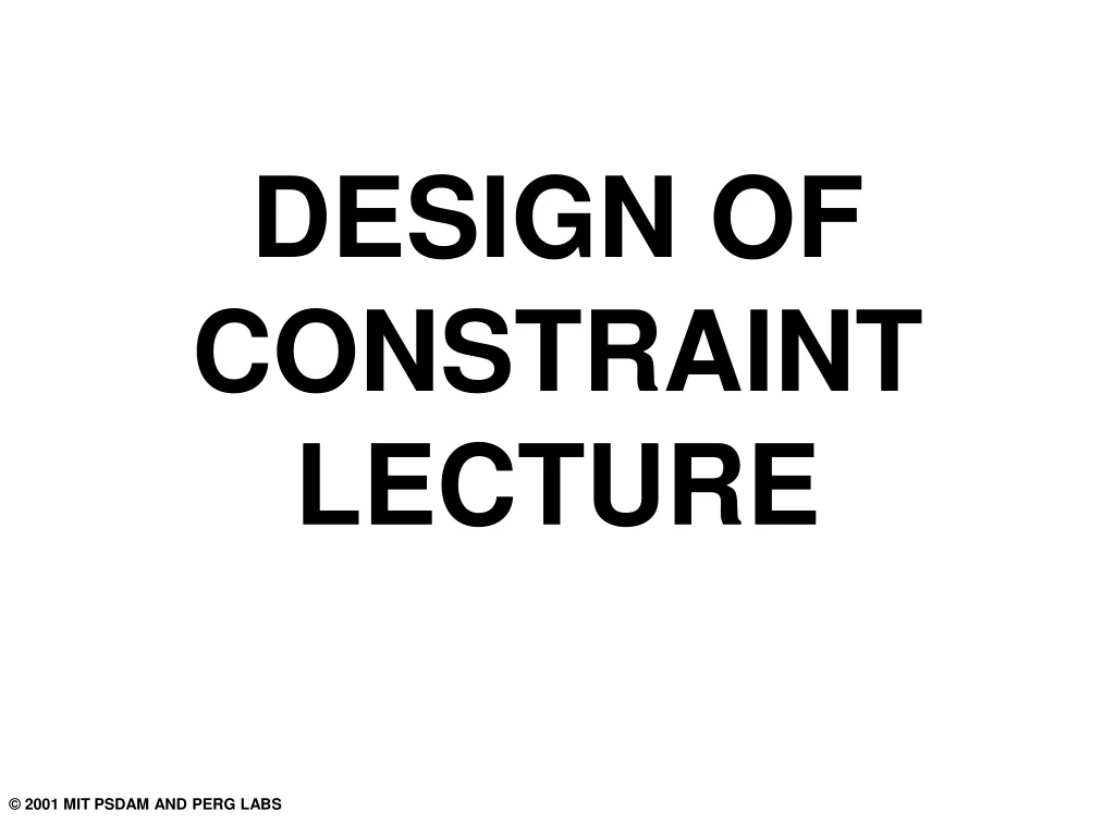 design of constraint lecture