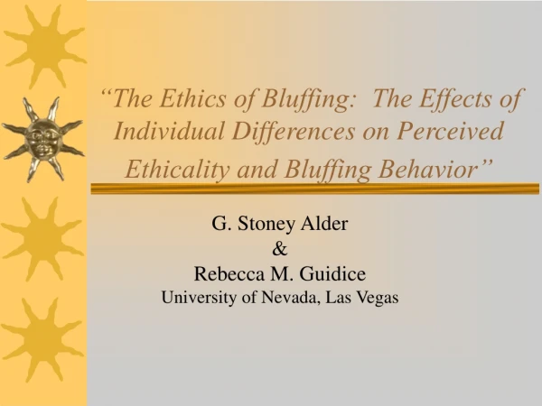 G. Stoney Alder &amp; Rebecca M. Guidice University of Nevada, Las Vegas