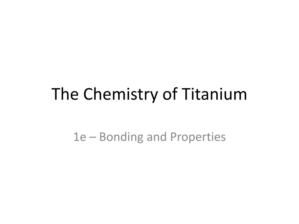 the chemistry of titanium