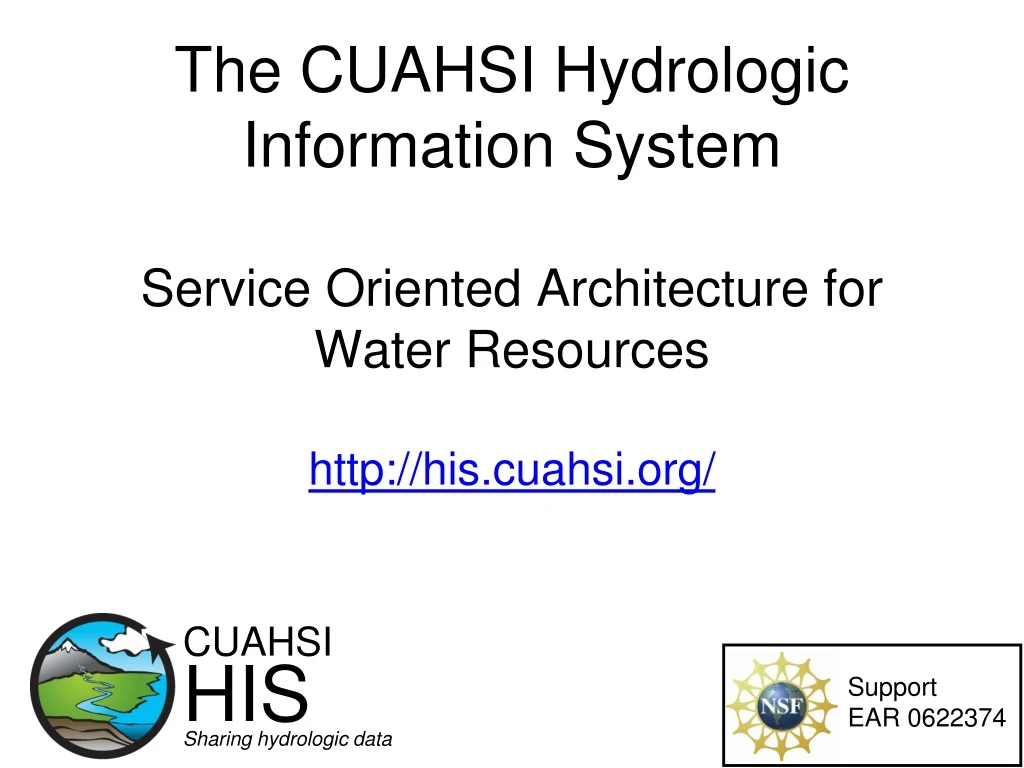 the cuahsi hydrologic information system service oriented architecture for water resources
