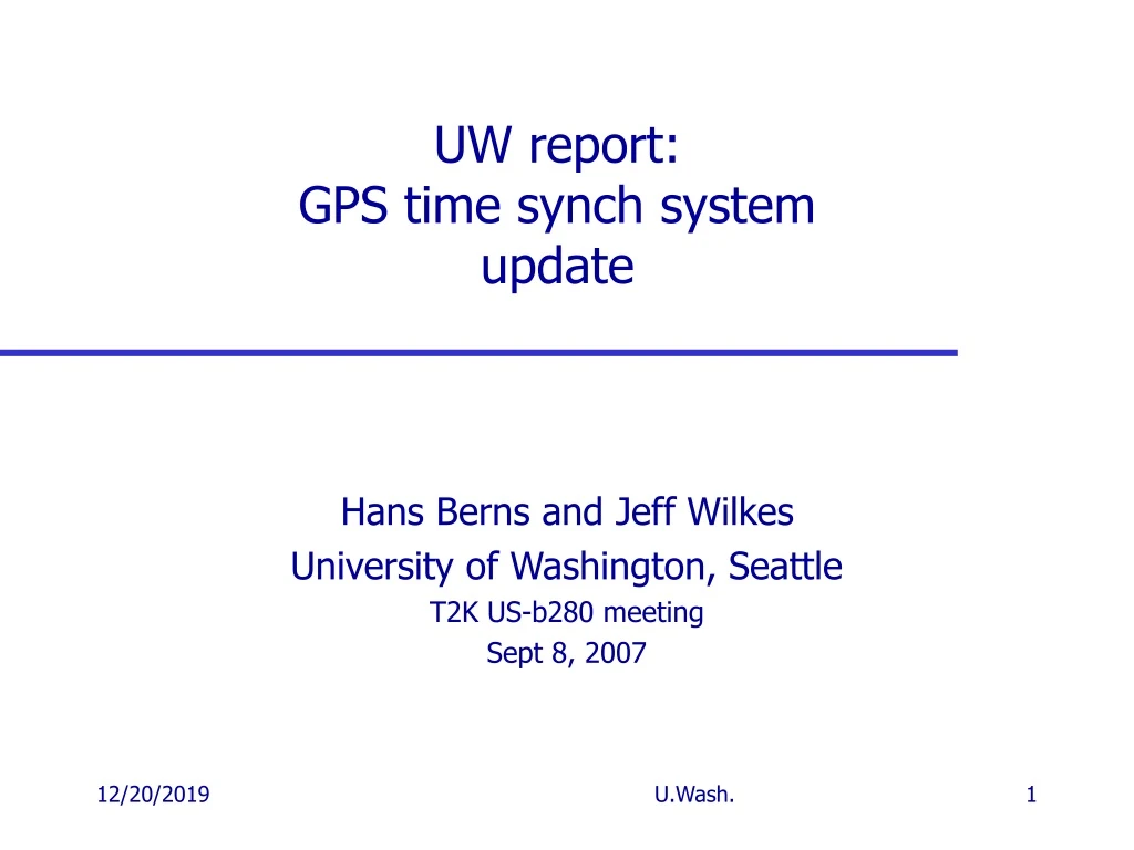 uw report gps time synch system update