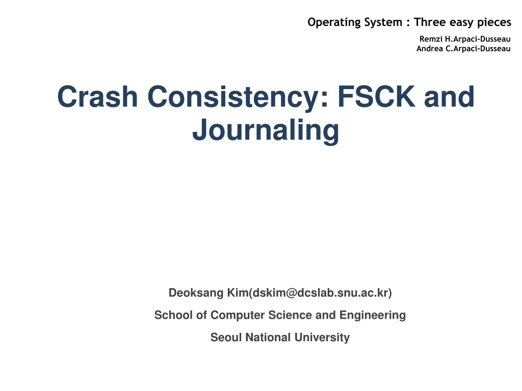 crash consistency fsck and journaling