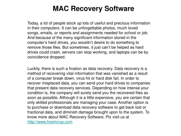 Importance of MAC recovery software