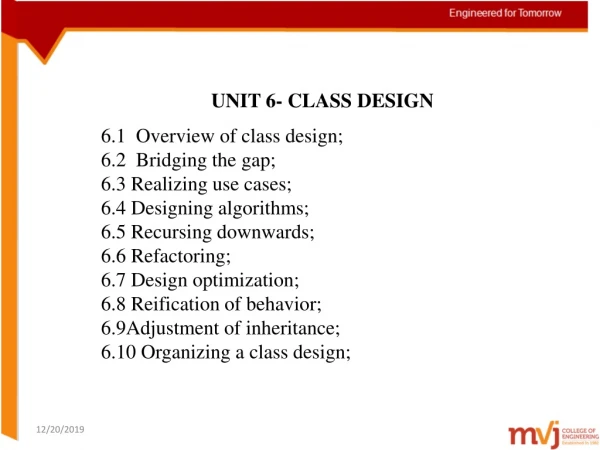 UNIT 6- CLASS DESIGN