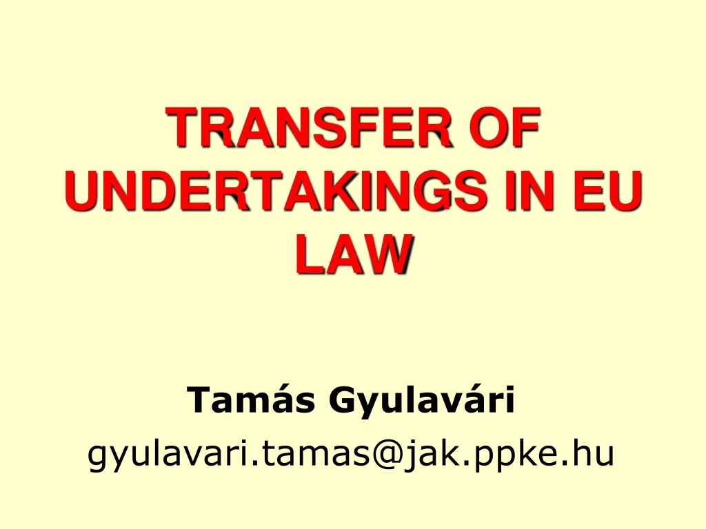 transfer of undertakings in eu law