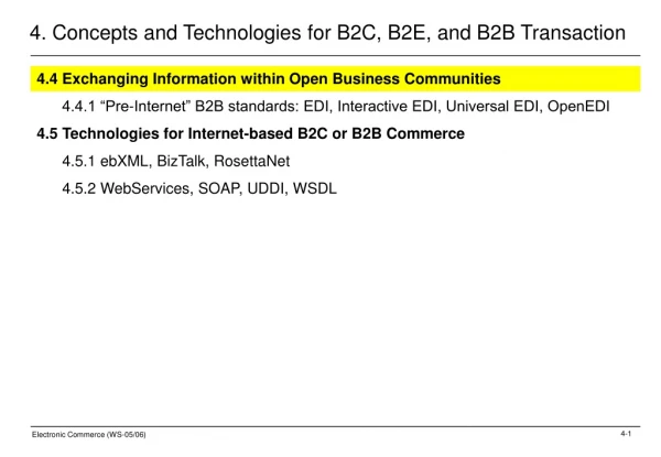 4. Concepts and Technologies for B2C, B2E, and B2B Transaction