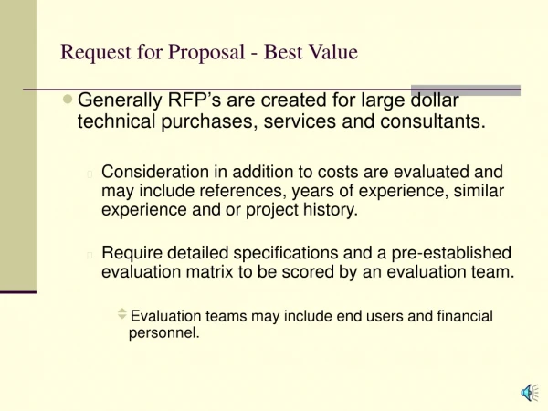 Request for Proposal - Best Value