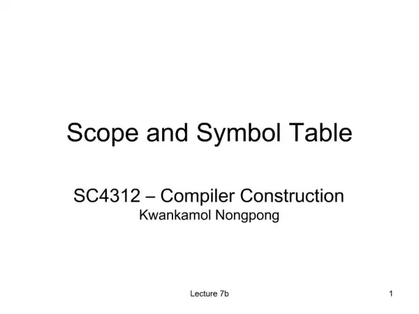 Scope and Symbol Table