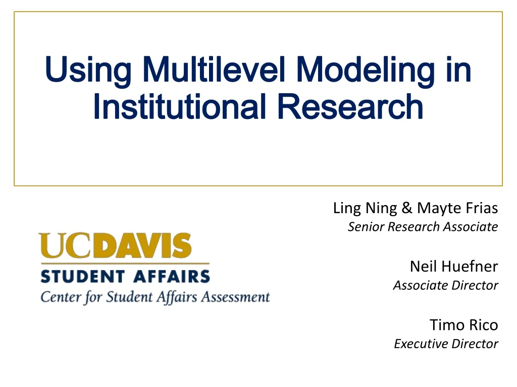 using multilevel modeling in institutional research
