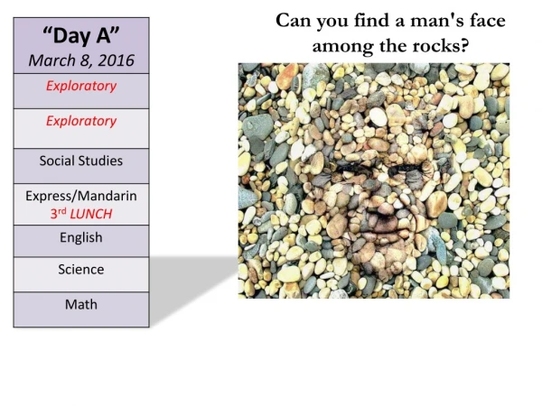 Can you find a man's face among the rocks?