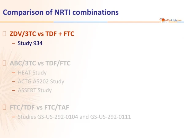 Comparison of NRTI combinations