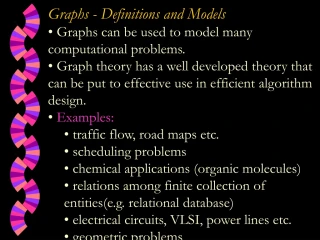 Graphs - Definitions and Models  Graphs can be used to model many computational problems. - slide 1