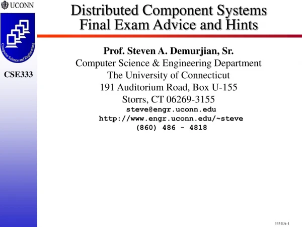 Distributed Component Systems Final Exam Advice and Hints