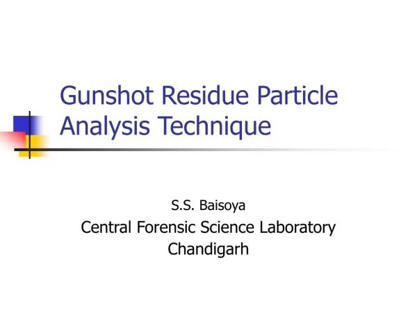 Gunshot Residue Particle Analysis Technique